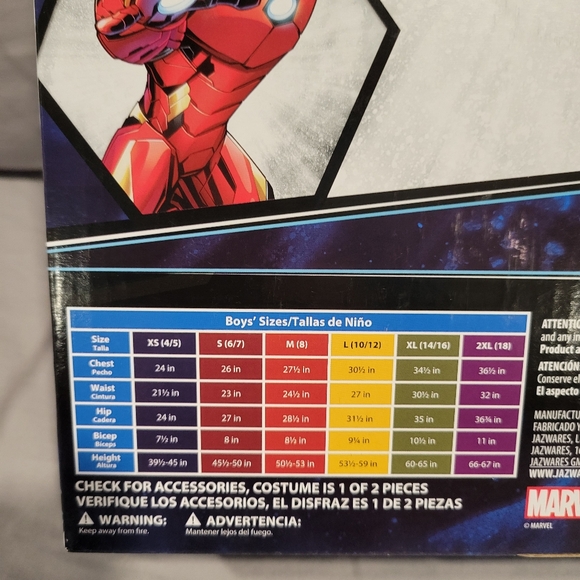 Marvel Avengers Iron Man Kids Costume - Red and Gold. New In Original Pkg. - Picture 3 of 4